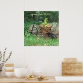 ポスターサイクリックスピンクの花かご ポスター (キッチン)