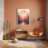 ポスターサンセットディアシルエットエステティックデザイン ポスター