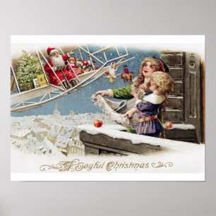 ポスターサンタクロース子供たちクリスマスヴィンテージ ポスター