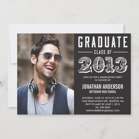 ポスタースタイルの卒業の招待状 招待状 (正面)