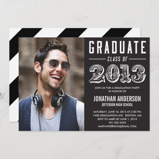 ポスタースタイルの卒業の招待状 招待状 (正面/裏面)