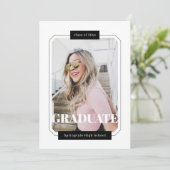 ポスタースタイルミニマルモダン主義の卒業写真 案内状 (スタンド正面)