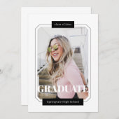 ポスタースタイルミニマルモダン主義の卒業写真 案内状 (正面/裏面)