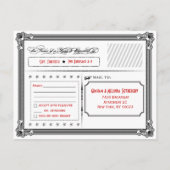 ポスタースタイルレッド&ブラックDIY RSVPポストカード インビテーションポストカード (裏面)