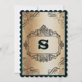 ポスタースタイル金ゴールドメタリックブラックヴィンテージウェディング 招待状 (正面)