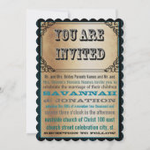 ポスタースタイル金ゴールドメタリックブラックヴィンテージウェディング 招待状 (裏面)