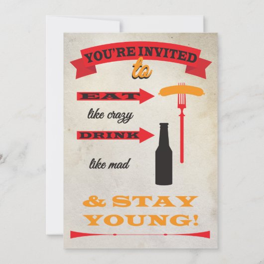 ポスタースタイル40th誕生日お祝い招待状 招待状 (裏面)