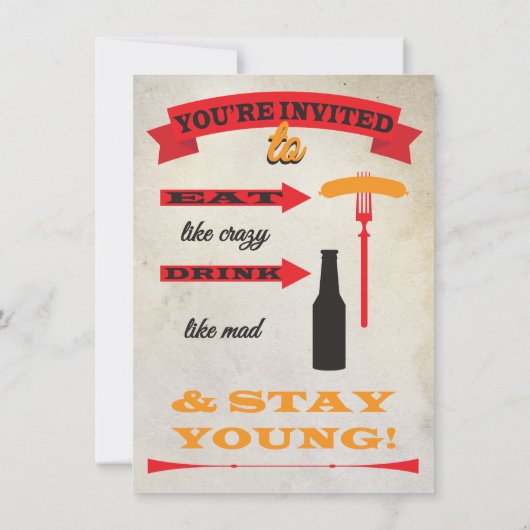 ポスタースタイル50番目の誕生祝い招待状 招待状 (裏面)