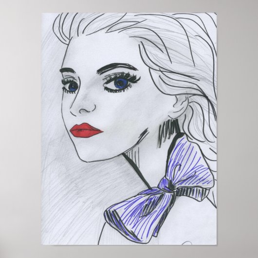 ポスターパープルボウイラストレーション ポスター (正面)