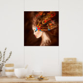 ポスターファンタジー美しい春女性バタフライ ポスター (キッチン)