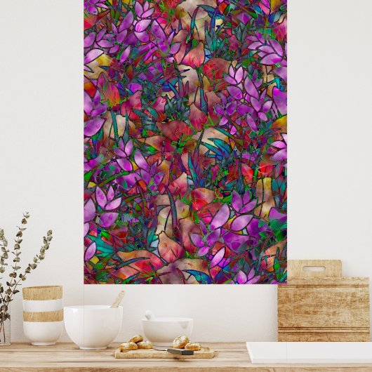 ポスターフローラ抽象芸術ステンドグラス ポスター (キッチン)