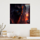 ポスターブラック猫 ポスター (キッチン)