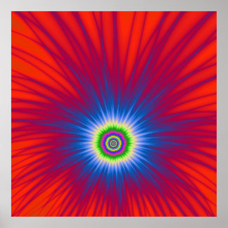 ポスターブルー爆発オン赤 ポスター