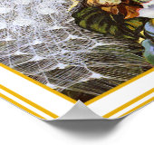 ポスタープリント:白と青の孔雀 ポスター (角)