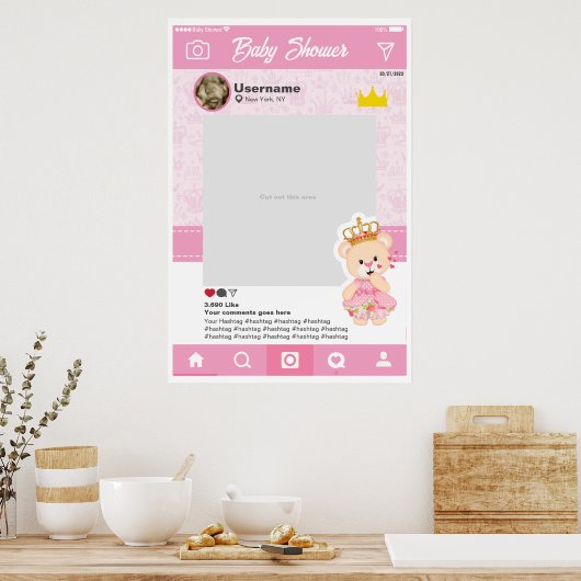ポスターベビーシャワーインスタグラムカスタム自撮りフレーム ポスター (キッチン)