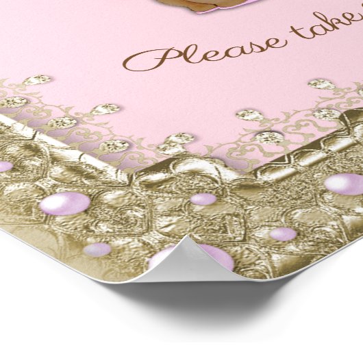 ポスターベビーシャワーガール,プリンセス,ピンク, 8.5x11 ポスター (角)