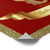 ポスターベビーシャワー男の子、赤、フレームグリッター、金ゴールド。 ポスター (角)