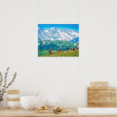 ポスターマウンテンズ&エルク ポスター (キッチン)