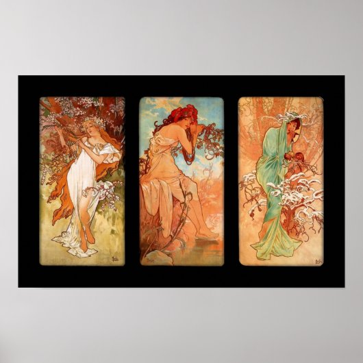 ポスターヴィンテージアートアルフォンズミュシャパネルアールヌーボー ポスター (正面)