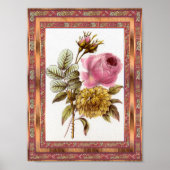 ポスターヴィンテージアートフラワーピンクとフレーム ポスター (正面)