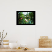 ポスターヴィンテージアートCheval attaque par un jaguar ポスター (キッチン)