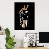 ポスターヴィンテージグラマー女の子白黒Noフレーム ポスター (ホームオフィス)