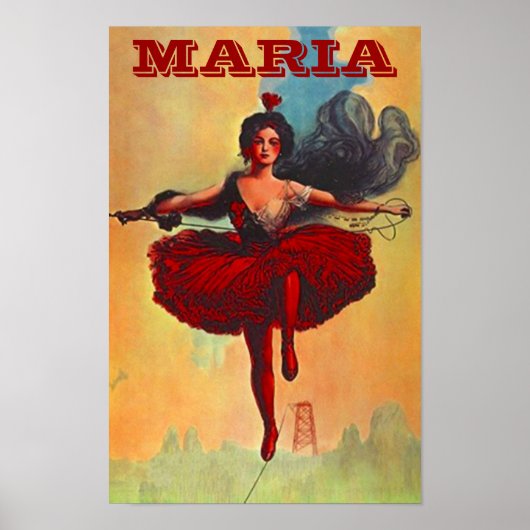 ポスターヴィンテージサーカスプリマドンナハイワイヤアーティスト ポスター (正面)