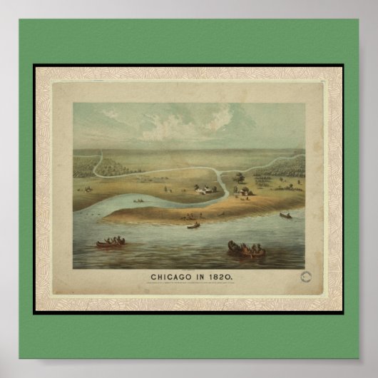 ポスターヴィンテージマップ – シカゴ（1820年） ポスター (正面)