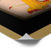 ポスターヴィンテージ芸妓と黄色の赤い着物 ポスター (角)