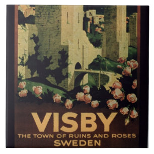 ポスター広告Visby、スウェーデン(coloの町 タイル