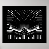 ポスター抽象芸術アートシルバストライプーベンド ポスター (正面)