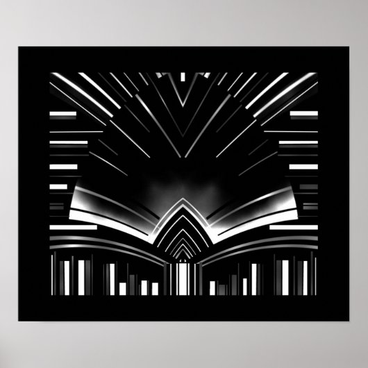 ポスター抽象芸術アートシルバストライプーベンド ポスター (正面)