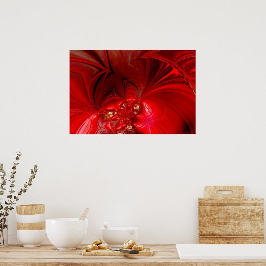 ポスター抽象芸術アートレッドステージ3 ポスター (キッチン)