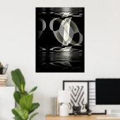 ポスター抽象芸術アート白黒反射 ポスター (ホームオフィス)