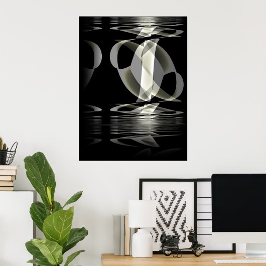 ポスター抽象芸術アート白黒反射 ポスター (ホームオフィス)