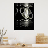 ポスター抽象芸術アート白黒反射 ポスター (キッチン)