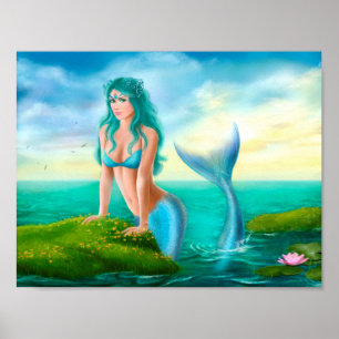 ポスター紙ファンタジー美しい海の人魚 ポスター