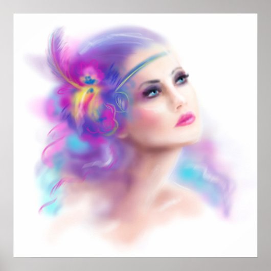 ポスター美しい女性ポートレート ポスター (正面)