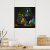 ポスター花瓶&フルーツ ポスター (キッチン)