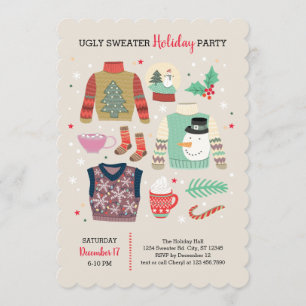 ポスター風 ダサいクリスマススウェットパーティー招待状 招待状