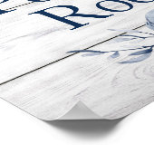 ポスター12 x 12シックなファームハウスブルー/ホワイトフローラPR ポスター (角)