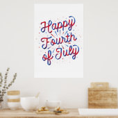 ポスター24x36 （赤/青グラデーション） 7月4日Happy 4 ポスター (キッチン)