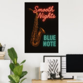 ポスター2 Smooth Nights at Blue Note, ヴィンテージ ポスター (ホームオフィス)