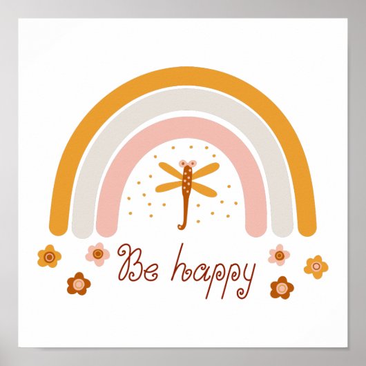 ポスター30,5 x 30,5 cm - Rainbow Be Happy ポスター (正面)
