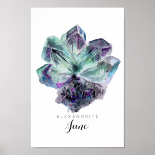 ポスター6月Birthstone - Alexandriteの水彩画 ポスター