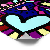 ポスター、おもしろいカラフル抽象芸術ハート ポスター (角)