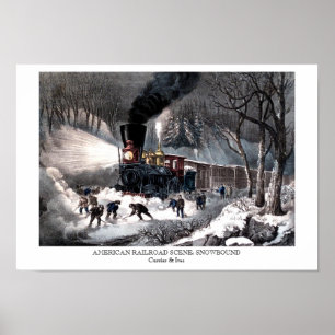 ポスター-アメリカの鉄道場面: 雪に閉じ込められた ポスター
