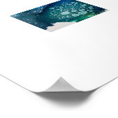 ポスター - アルコール インク アート ポスター 青 緑 (角)