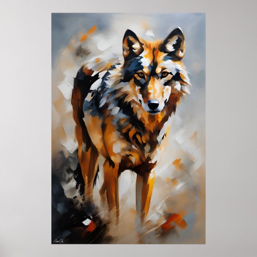 ポスター |イベリアンウルフ |油彩画スタイル (正面)