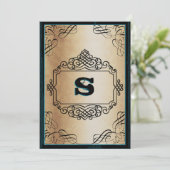 ポスター スタイル ゴールド メタリック ブラック ヴィンテージ ウェディング 招待状 (スタンド正面)